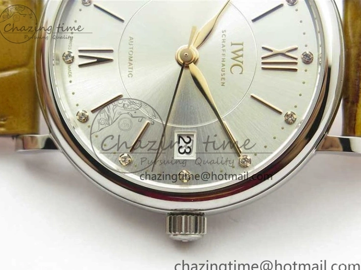 MIROTIME 0127 Durable Portofino 37mm SS V7F 1:1 Best Edition White Dial on Light Brown Leather Strap A 7092